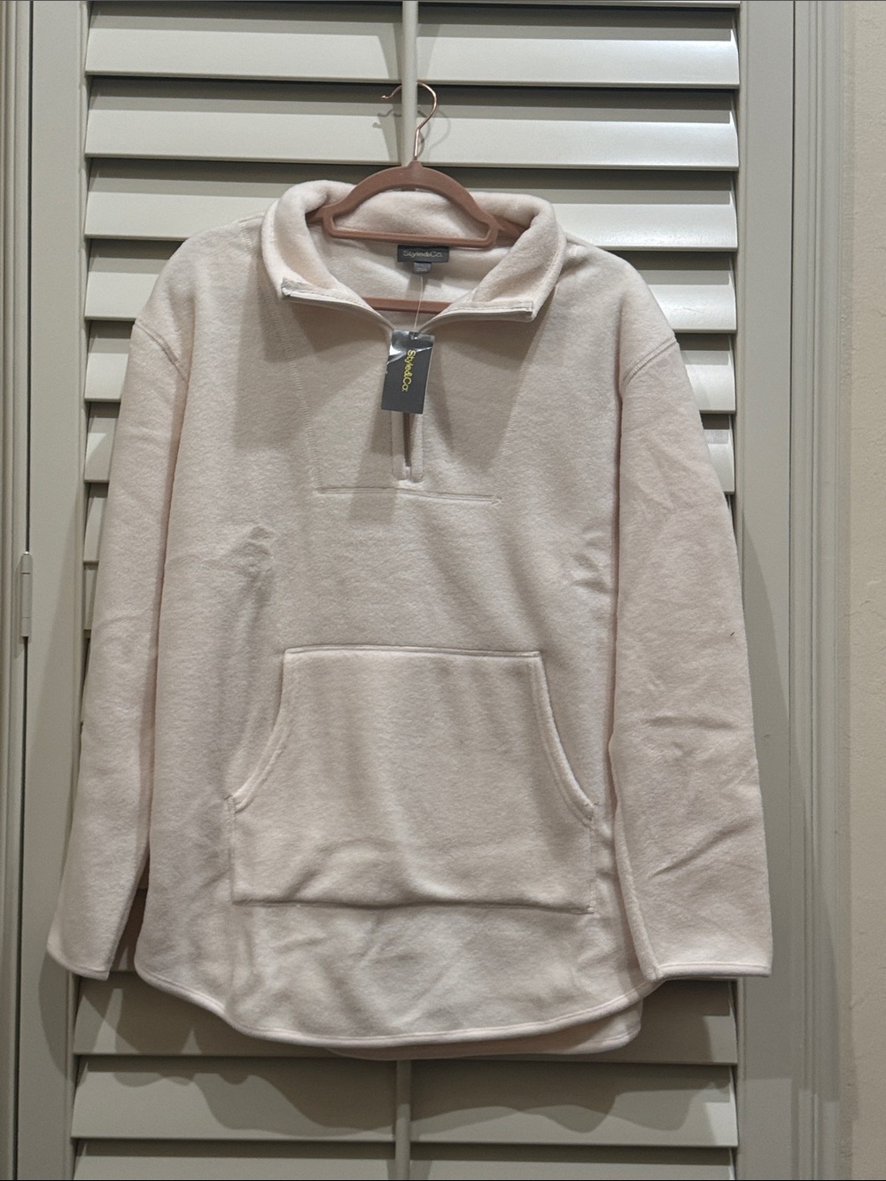 Style & Co. Cream Half-Zip Turtleneck Pullover